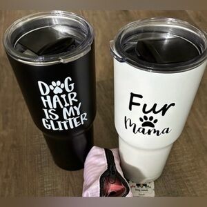 Small Dog Leash, Waste Bags With Holder & 2 Dog Lovers Stainless Steel Tumblers